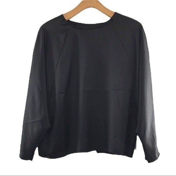 ASOS Tops - Asos‎ Black Wrap Back Top Womens 14 Dolman Long Sleeve Tee Open Split Back